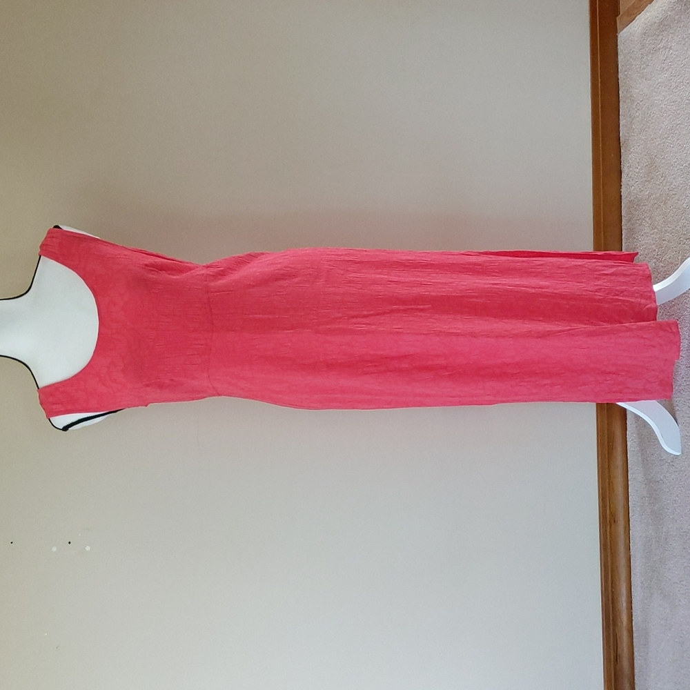 Karin Stevens Empire Waist Side Vent Maxi Dress 6 Peachy Pink Coral